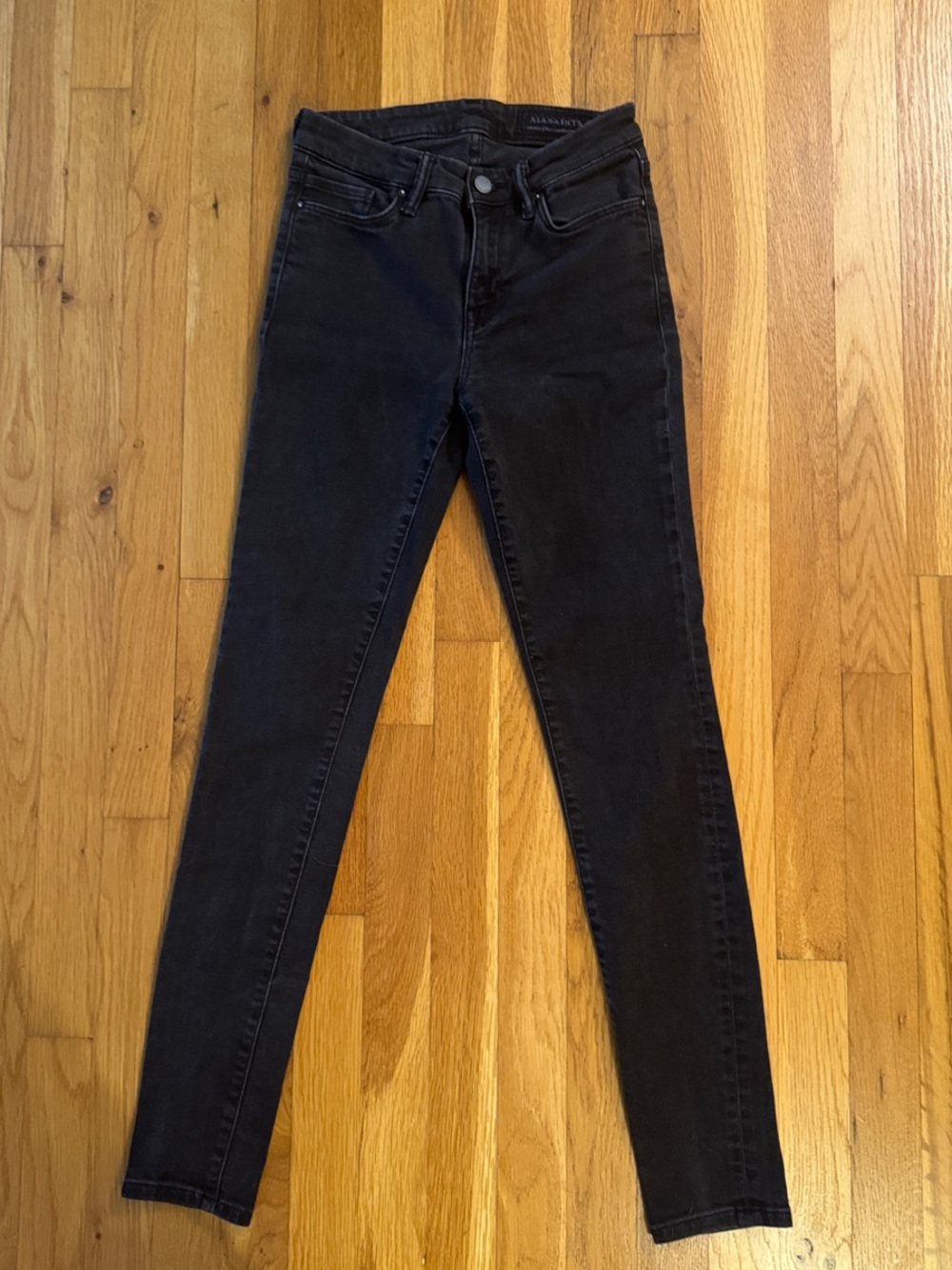 AllSaints Grace Skinny Jeans Washed Black Waist 26